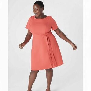 Lane Bryant Coral Fit & Flare Lena Dress with Tie Belt - Size 20